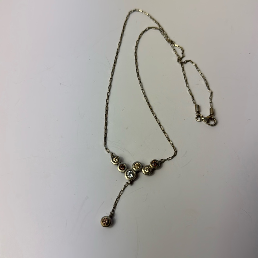 .925 Silver ALC necklace with yellow stones